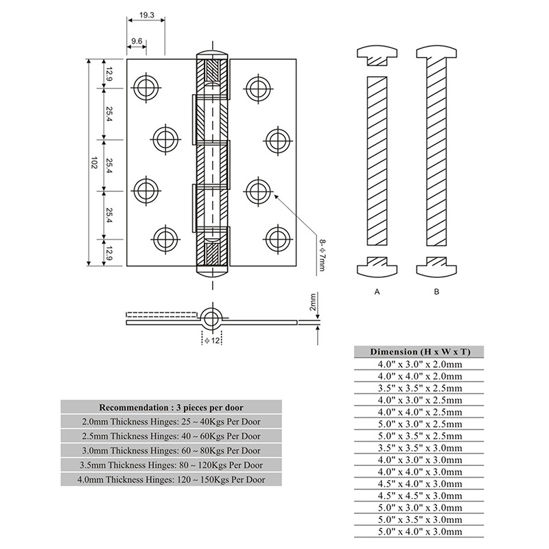 DS03-002BZ Four Ball Bearing Hinge